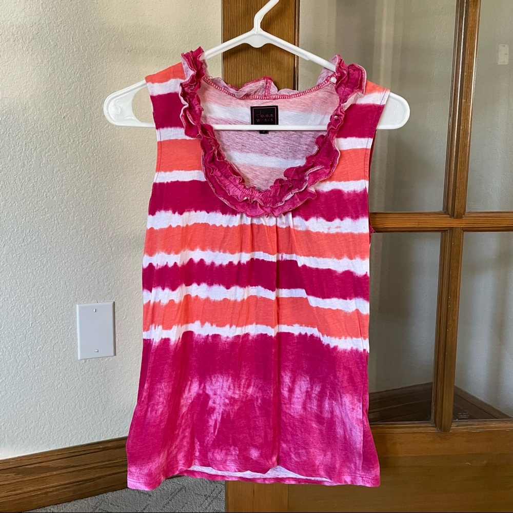 Colour Works Tie Dye Tank, Magenta/Orange, sz S